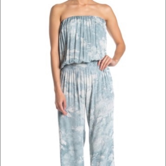tie dye strapless jumpsuit